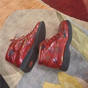 Floral Red Kids Boots